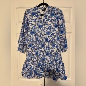 Madison Matthews Blue and White Block Print Dress size XS